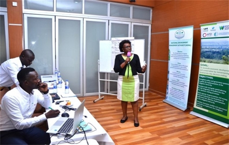 NEMA principal officer for Biodiversity Ms. Ann Nakafeero discussing the Mitigation Hierarchy